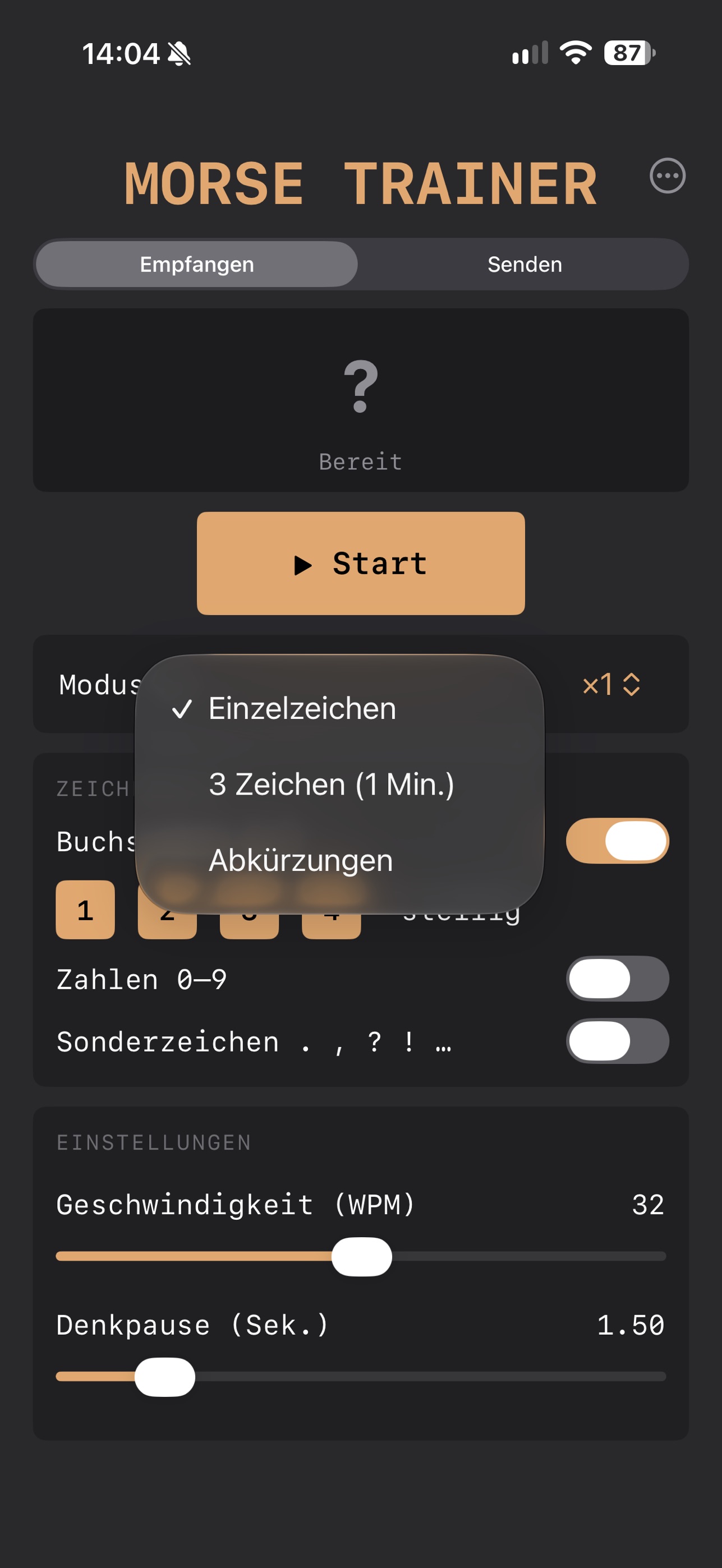 Screenshot 2 of Morse Trainer