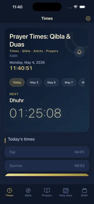 Namaz Vakitleri: Kıble&Dualar screenshot 1