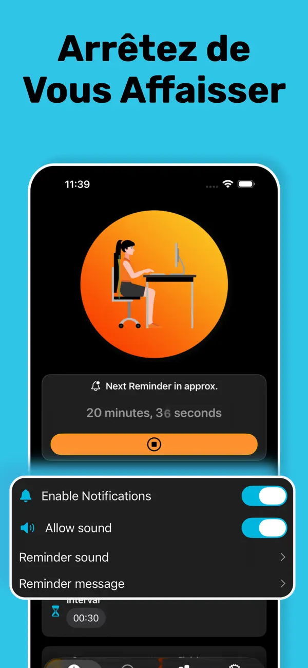 Screenshot #2 pour Rappel de Posture - Mal au dos