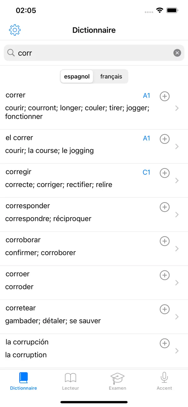 Screenshot #1 pour Espagnol: dictionnaire examens