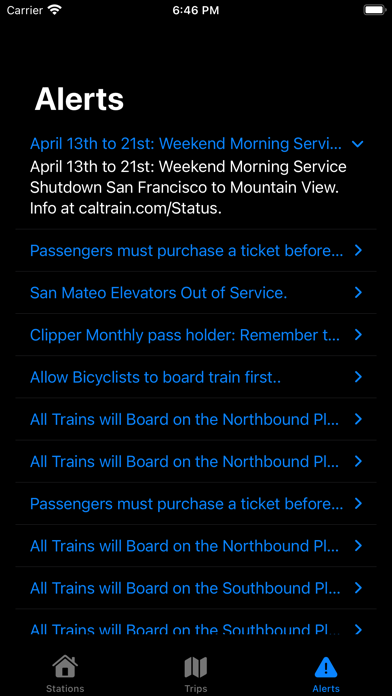 Tracks - Live Caltrain App Screenshot