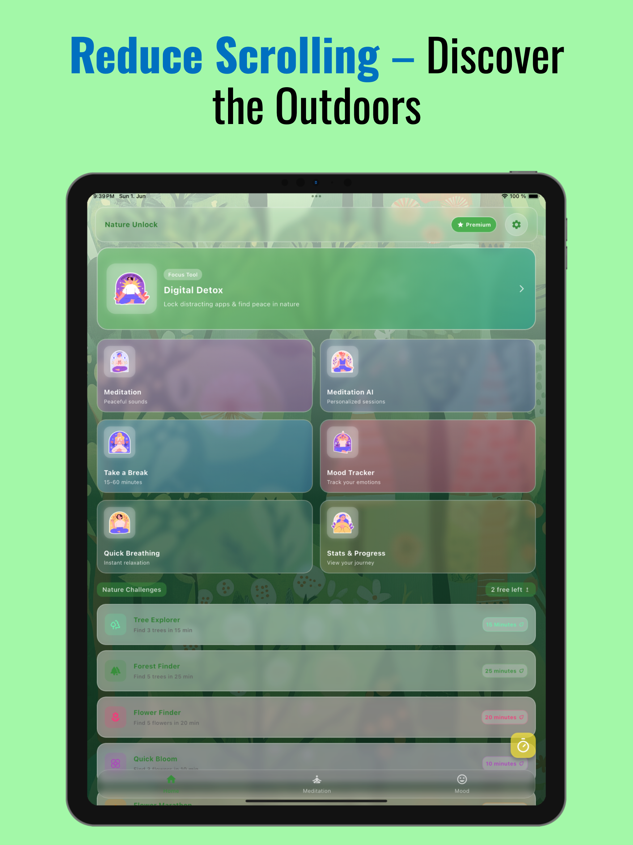 Nature Unlock: touch grass app