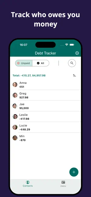 Debt Tracker: Personal Debts screenshot 1