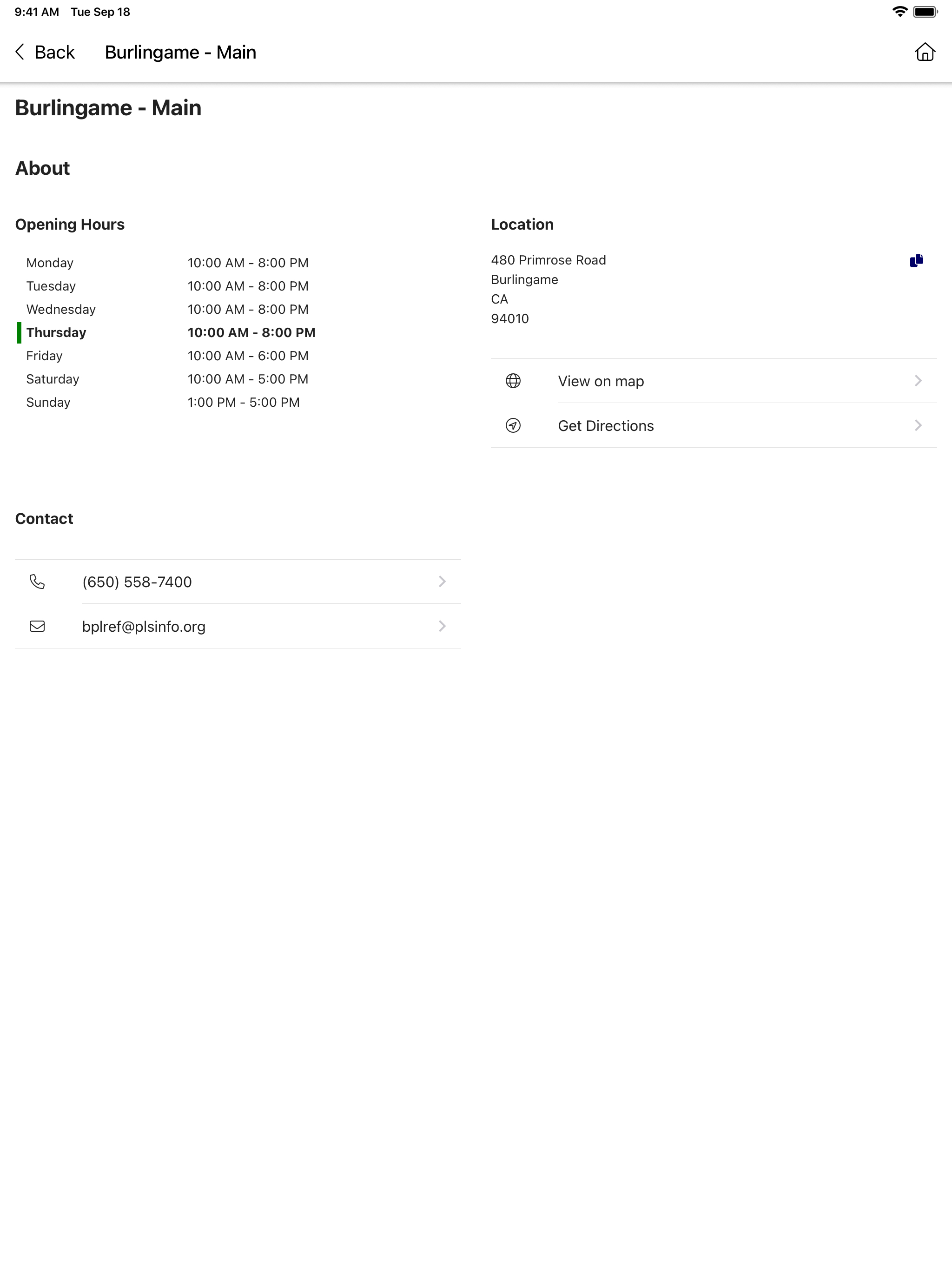 Burlingame Library screenshot 12