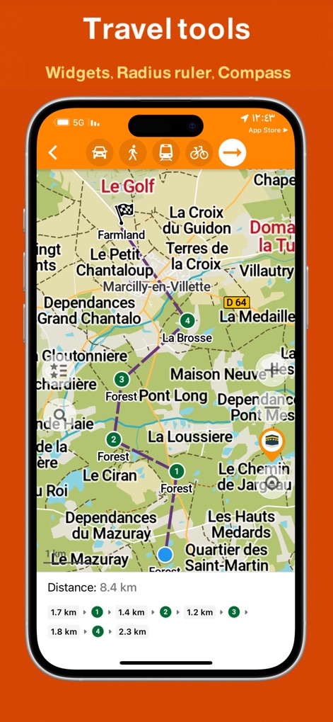 Desert Maps: Navigator Offline - The app provides useful travel widgets and an integrated distance measurement tool, allowing precise segment-by-segment analysis.