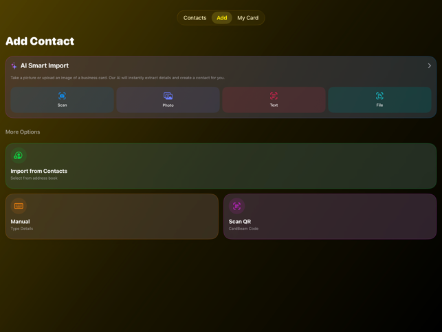 Carte Beam : Carte de visite IA + capture d'écran QR