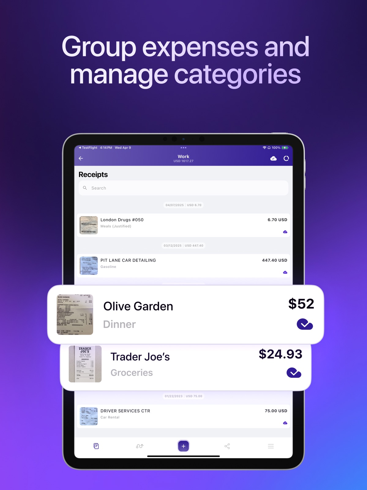 Smart Receipts: Expenses & Tax ipad screenshot 1