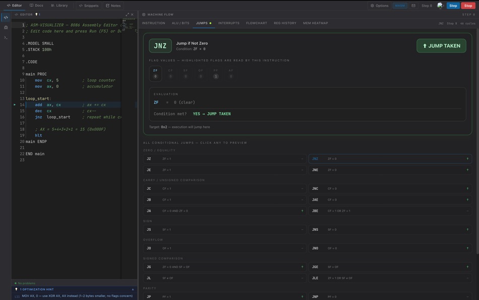#4. ASM-VISUALIZER (macOS) Przez: David Frucht