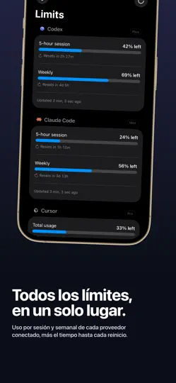 Captura de pantalla de Limits: AI Usage Tracker en iPhone 2