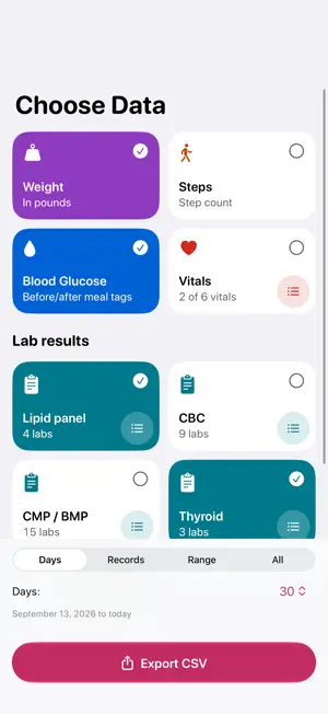 HealthExporterCSV screenshot 2