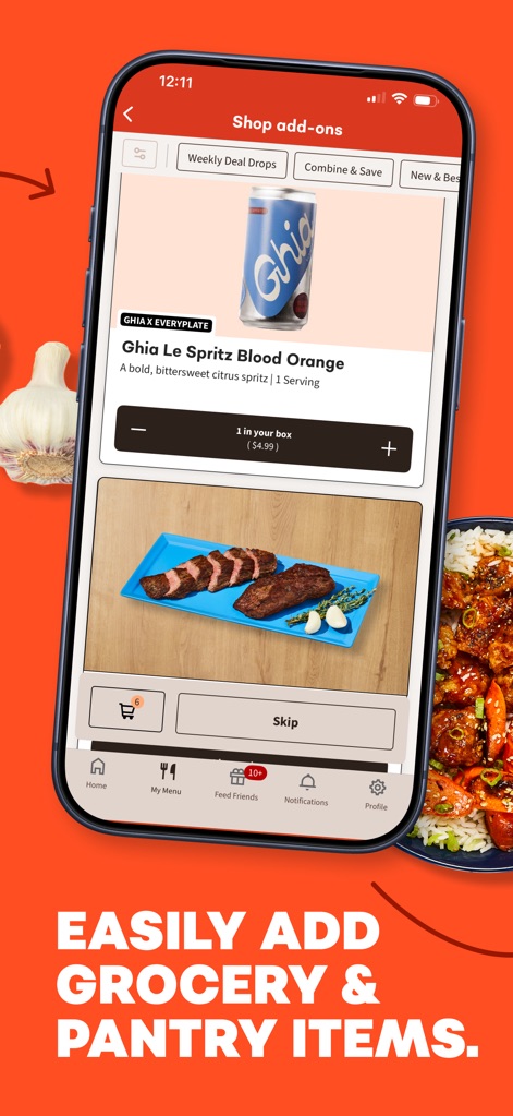 EveryPlate: Cooking Simplified - This feature enables users to seamlessly add extra items from the 'Shop add-ons' section, including exclusive branded products and supplementary meals.