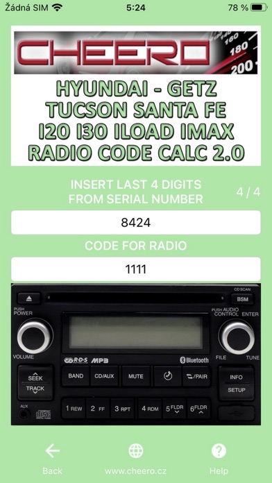 RADIO CODE for HYUNDAI TUCSON Screenshot