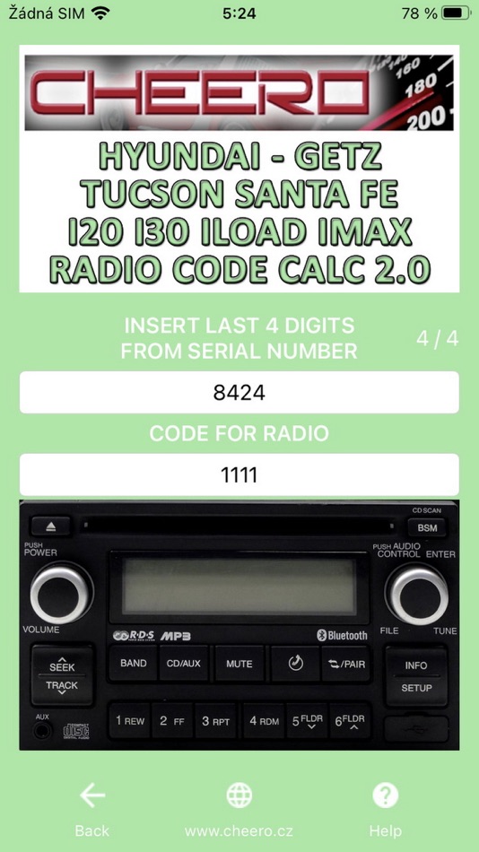 #4. RADIO CODE for HYUNDAI TUCSON (iOS) 由: Petr Svihovec