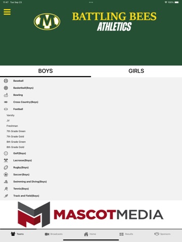 Medina Athletics iPad screenshot