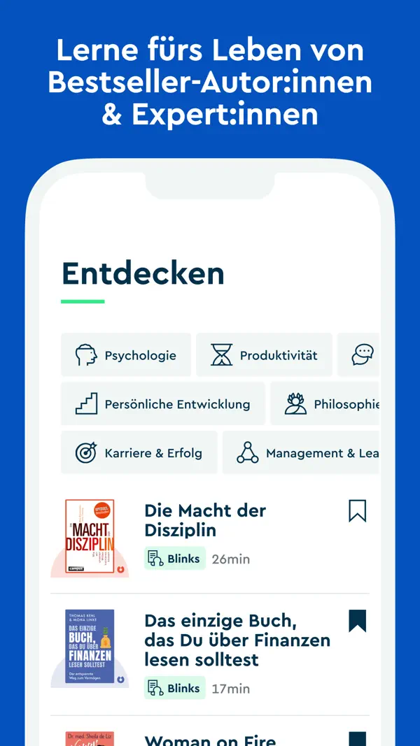 Blinkist: Book Summaries iPhone App Screenshot 8 – Bildung