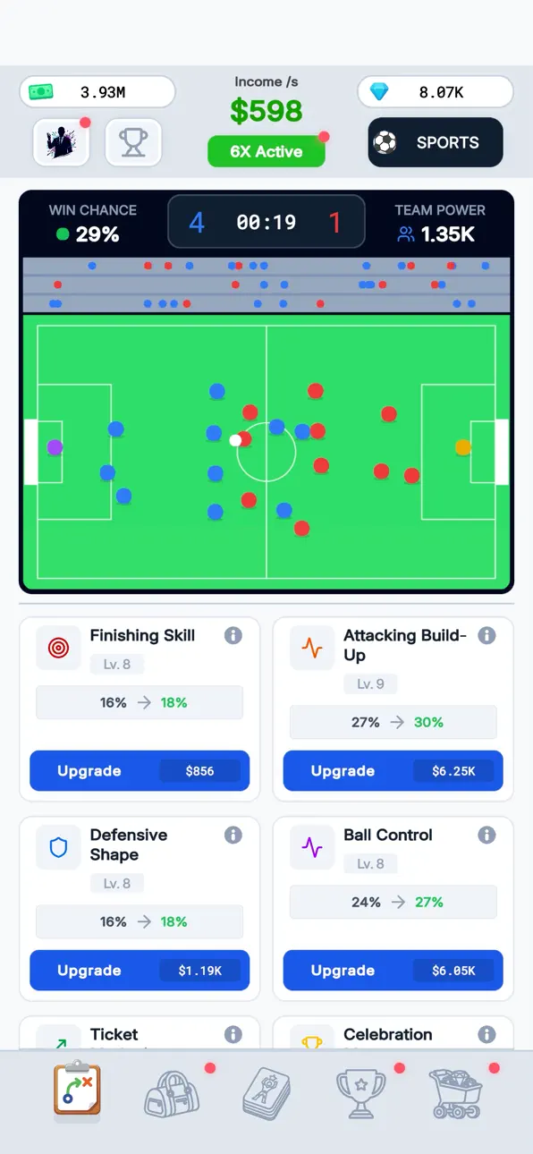 Sport Star - Team Manager Idle iOS Mod IPA screenshot 1 - iOS game interface