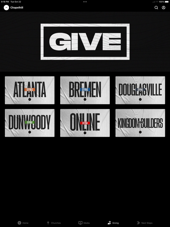 Chapelhill Church App iPad screenshot 4 - Lifestyle app