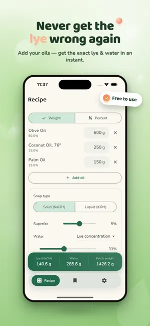 Soap Recipe & Lye Calculator screenshot 1