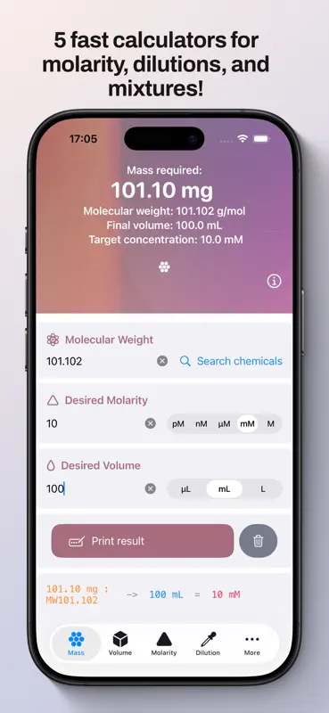 Lab Mate — Molarity & Dilution screenshot 1 of 9
