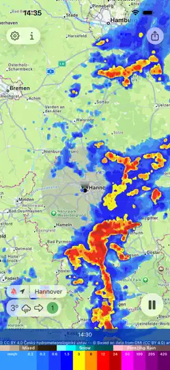 Screenshot von Regen-Alarm Pro Wetterradar auf dem iPhone 1