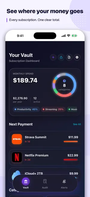 VaultAudit AI: Sub Tracker screenshot 1