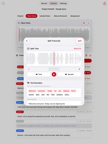 REDREC - Offline Transcription iPad screenshot