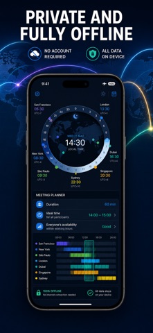 世界时钟 时区时差 当地时间 海外团队跨国会议协调 screenshot