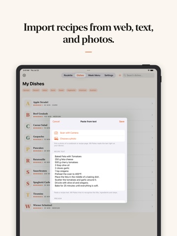 99 Plates: Recipes & Roulette iPad screenshot