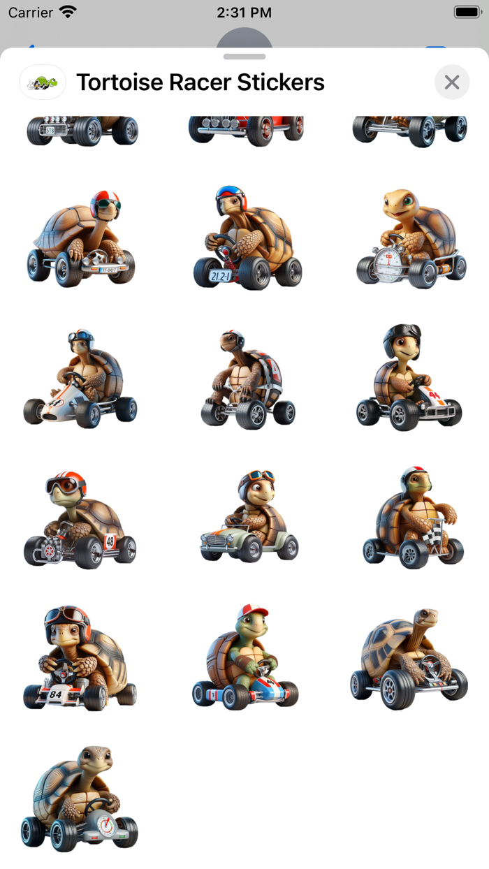 Tortoise Racer Stickers