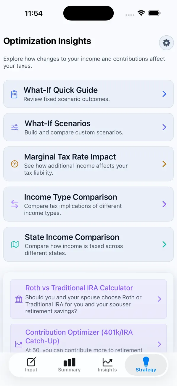 US Income Tax Calculator iOS app screenshot showing feature 4