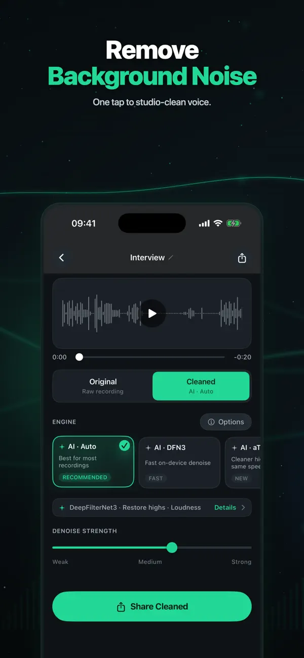 Denoise: AI Voice Cleanup Screenshot 1