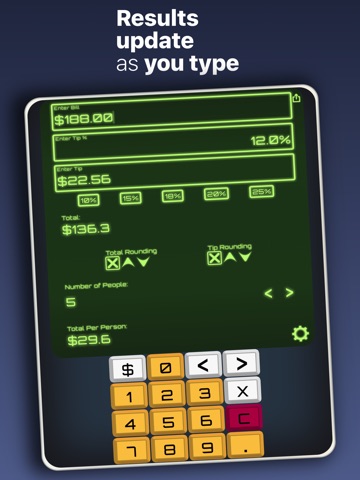 Tip Calculator 2025 iPad screenshot