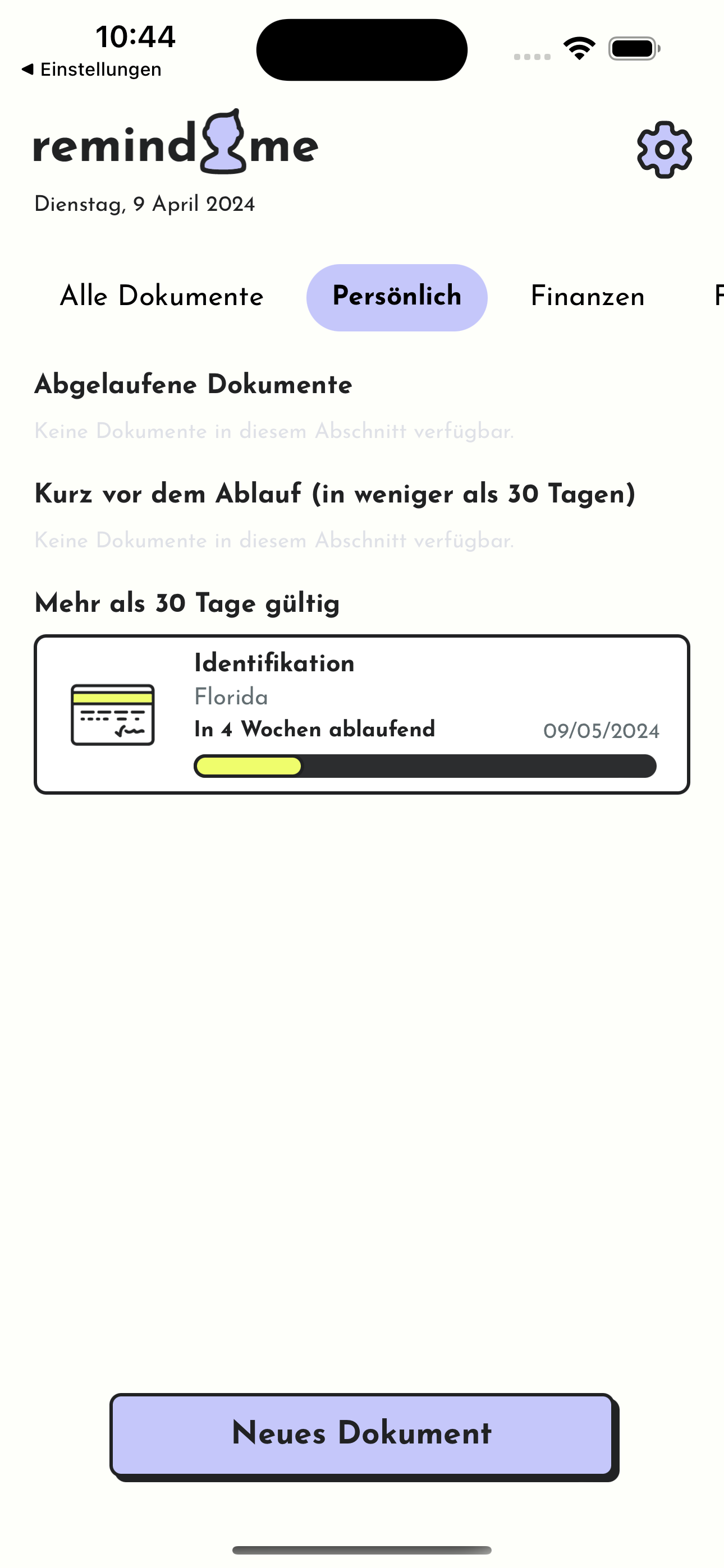 RemindMe – Dokumenterinnerung