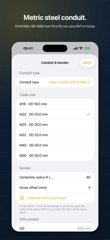 Magedori: Conduit Bending Calc screenshot 4 of 6