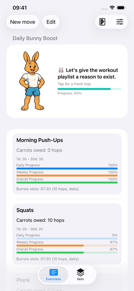 WorkoutBunny: Workout Tracker screenshot 1