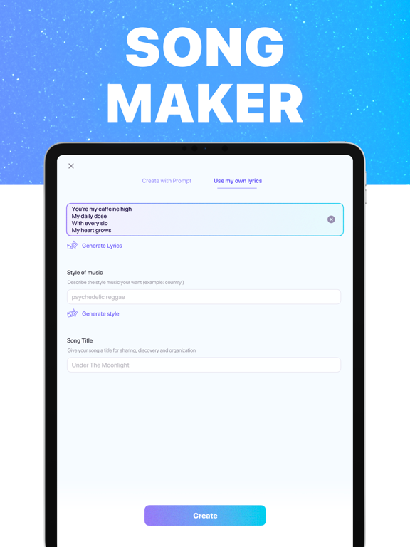 AI Music - Generator iPad screenshot 2 - Music app