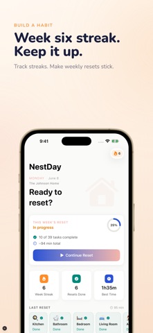 Home Reset Tracker - NestDay iPhone screenshot