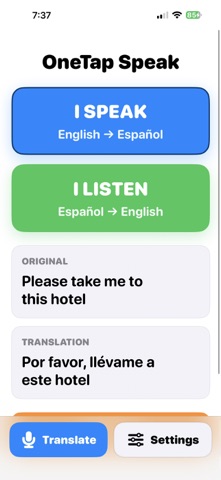 OneTap Speak iPhone screenshot