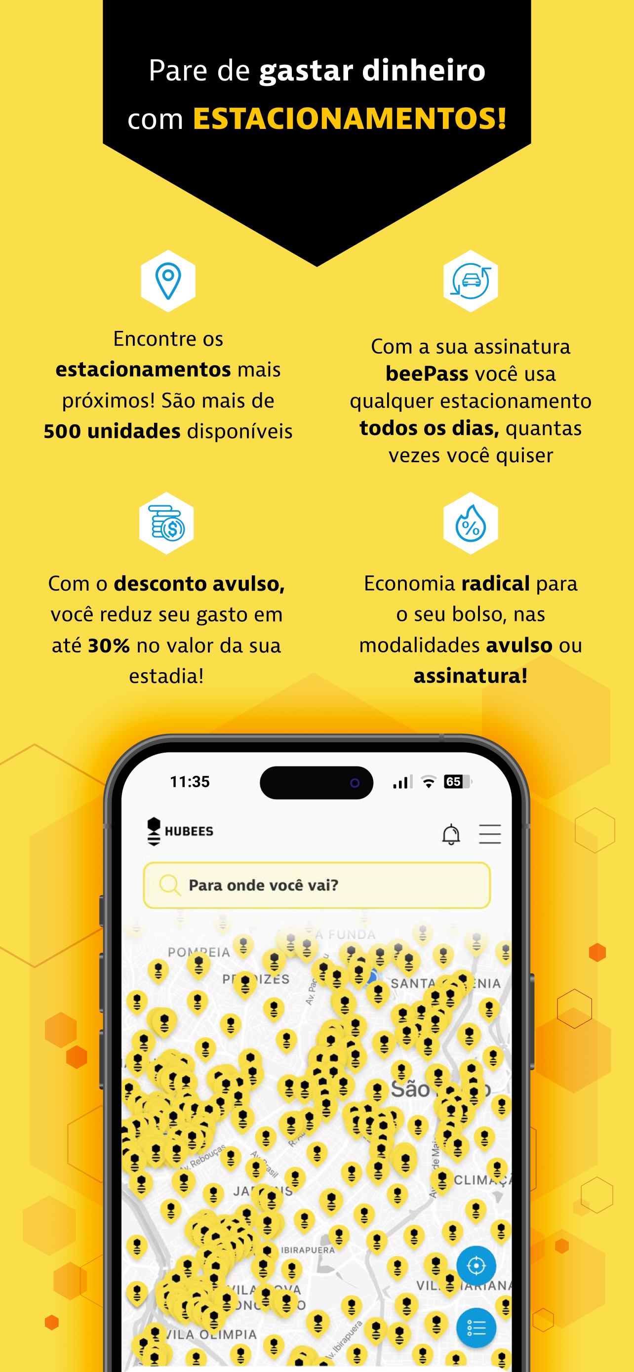 Hubees: Desconto ao estacionar