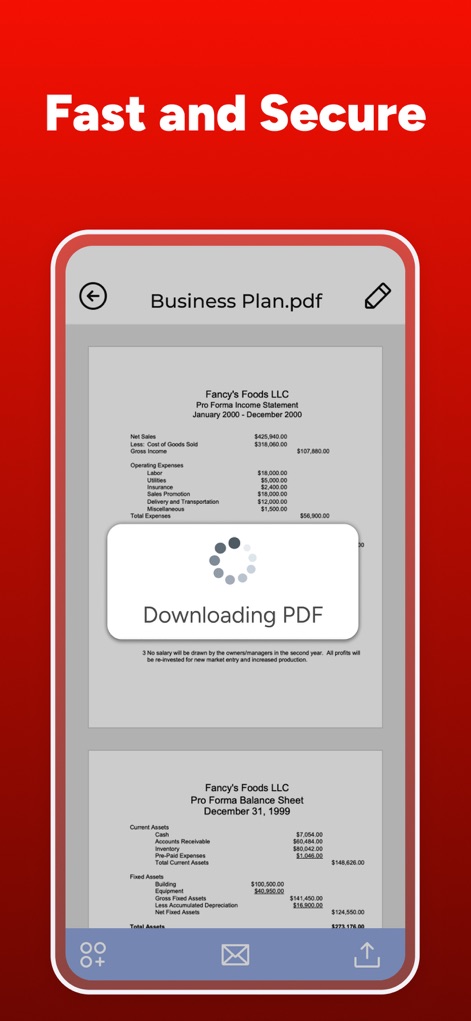 PDF Maker - Convert to PDF - Les utilisateurs bénéficient d'un traitement rapide et sécurisé de leurs fichiers, comme illustré par l'indicateur "Téléchargement de PDF" et la visualisation instantanée du document.