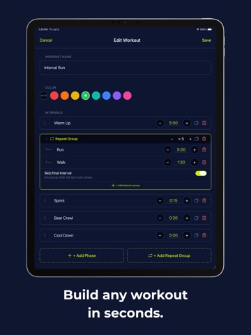 BarePace iPad screenshot