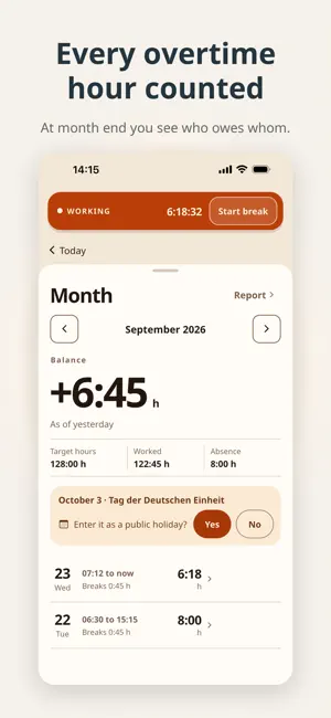 Meine Stunden: Timesheet screenshot 3