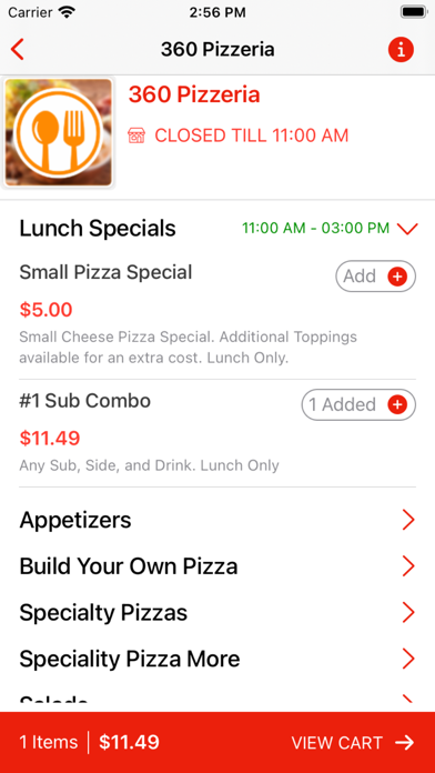360 Pizzeria - Restaurant Screenshot