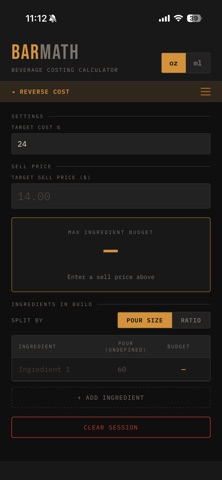 BarMath: Beverage Costing screenshot
