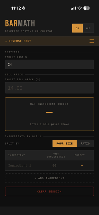 BarMath: Beverage Costing Screenshot 4 of 9