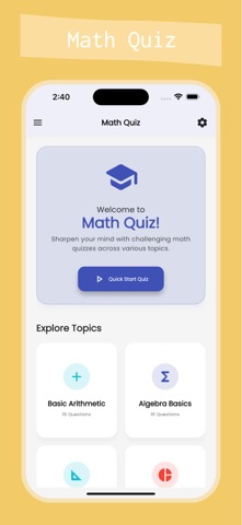 Math Quiz: Learn Math Fast iPhone screenshot