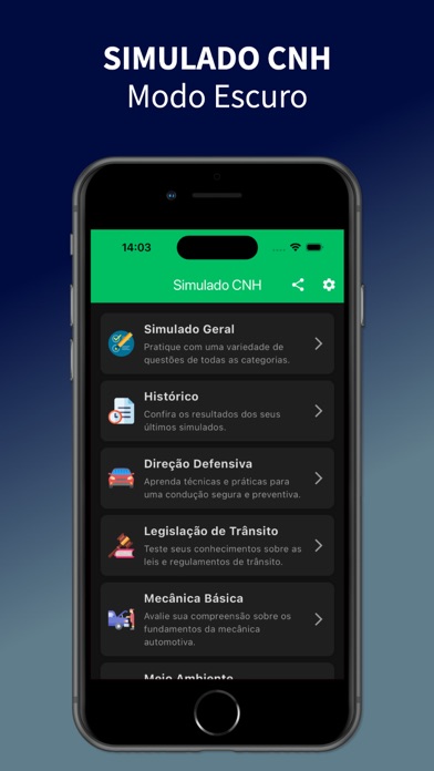 Simulado CNH: Prova 2025 Screenshot
