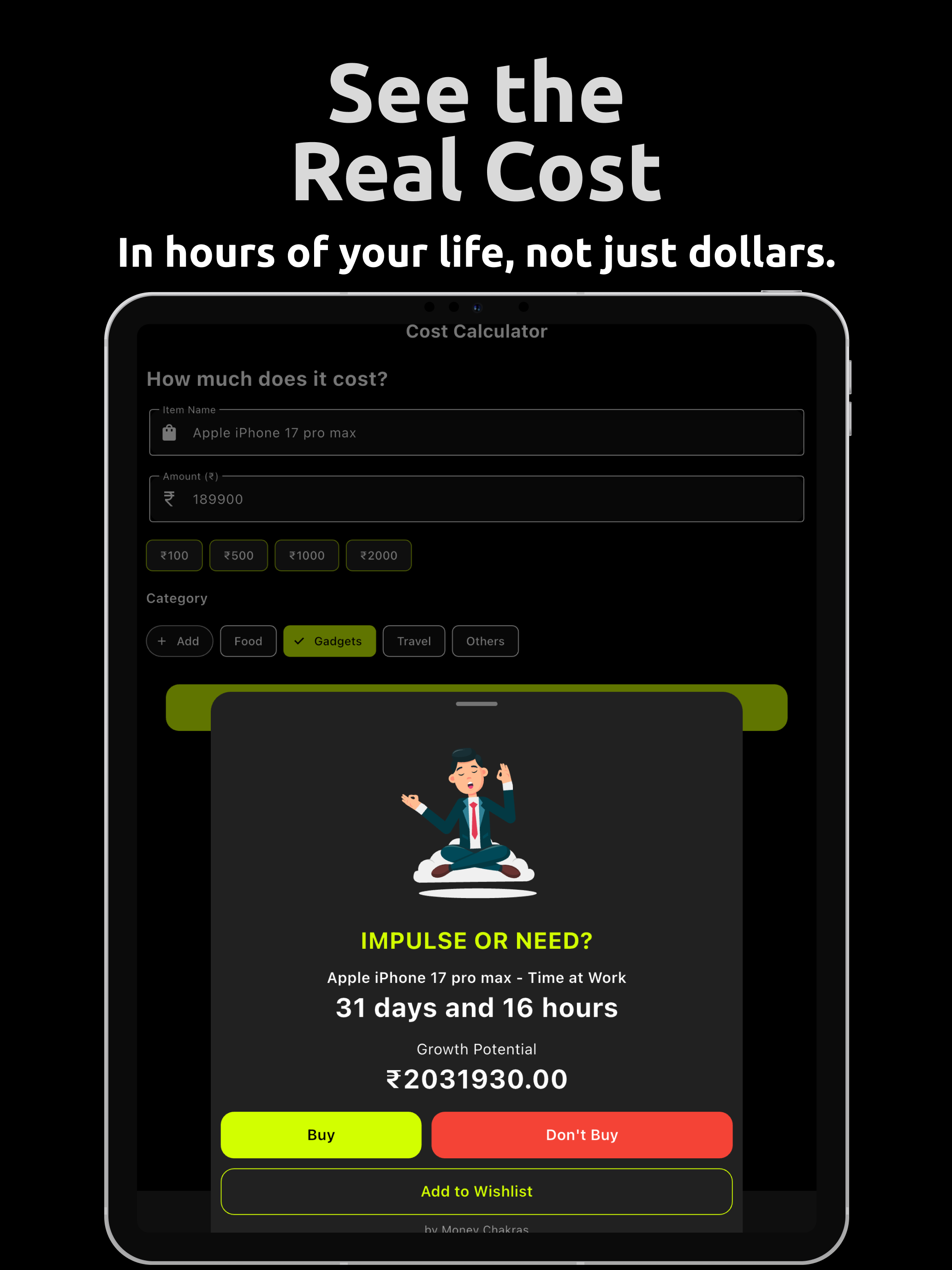 MoneyChakra Cost in Work Hours