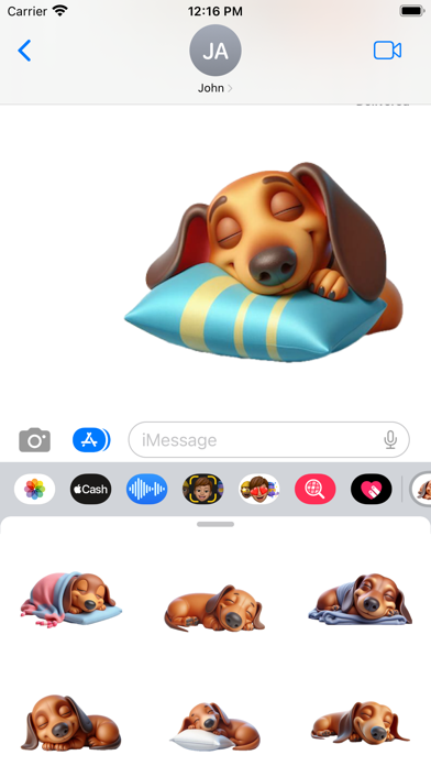 Sleeping Dachshund Stickers Screenshot