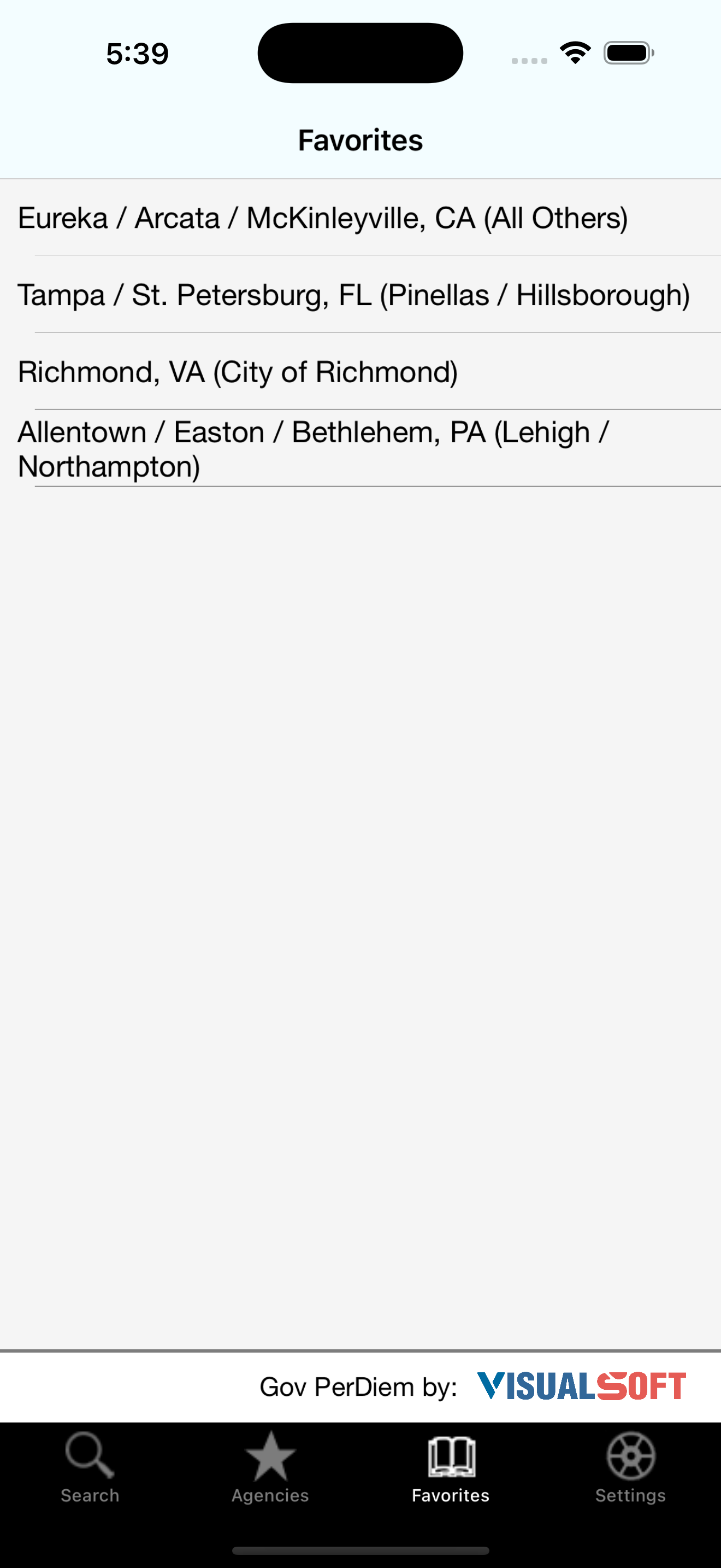 Gov PerDiem screenshot 2